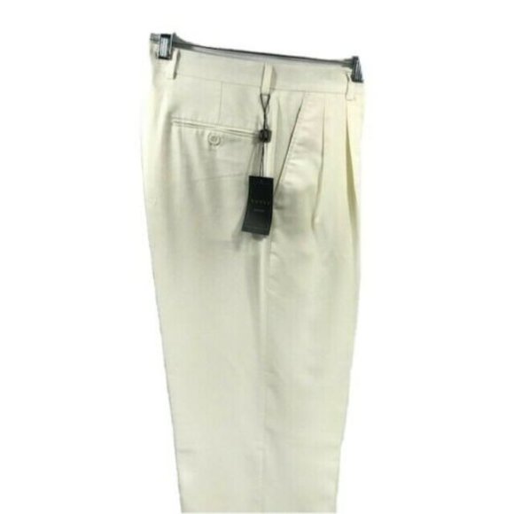 VINCI Men's Ivory Dress Pants Pleated Size 32 - Picture 2 of 4